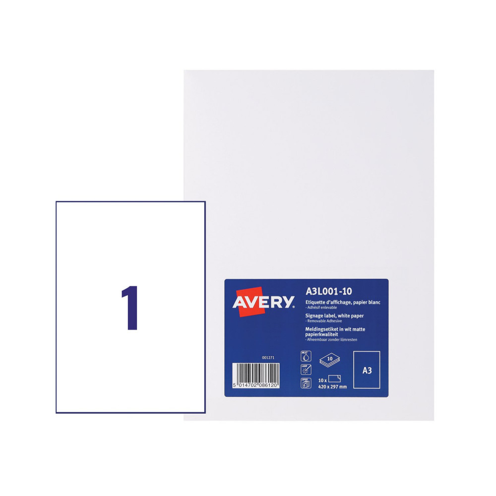 AVERY A3L001-10 A3 MATT PRINTABLE SIGNAG