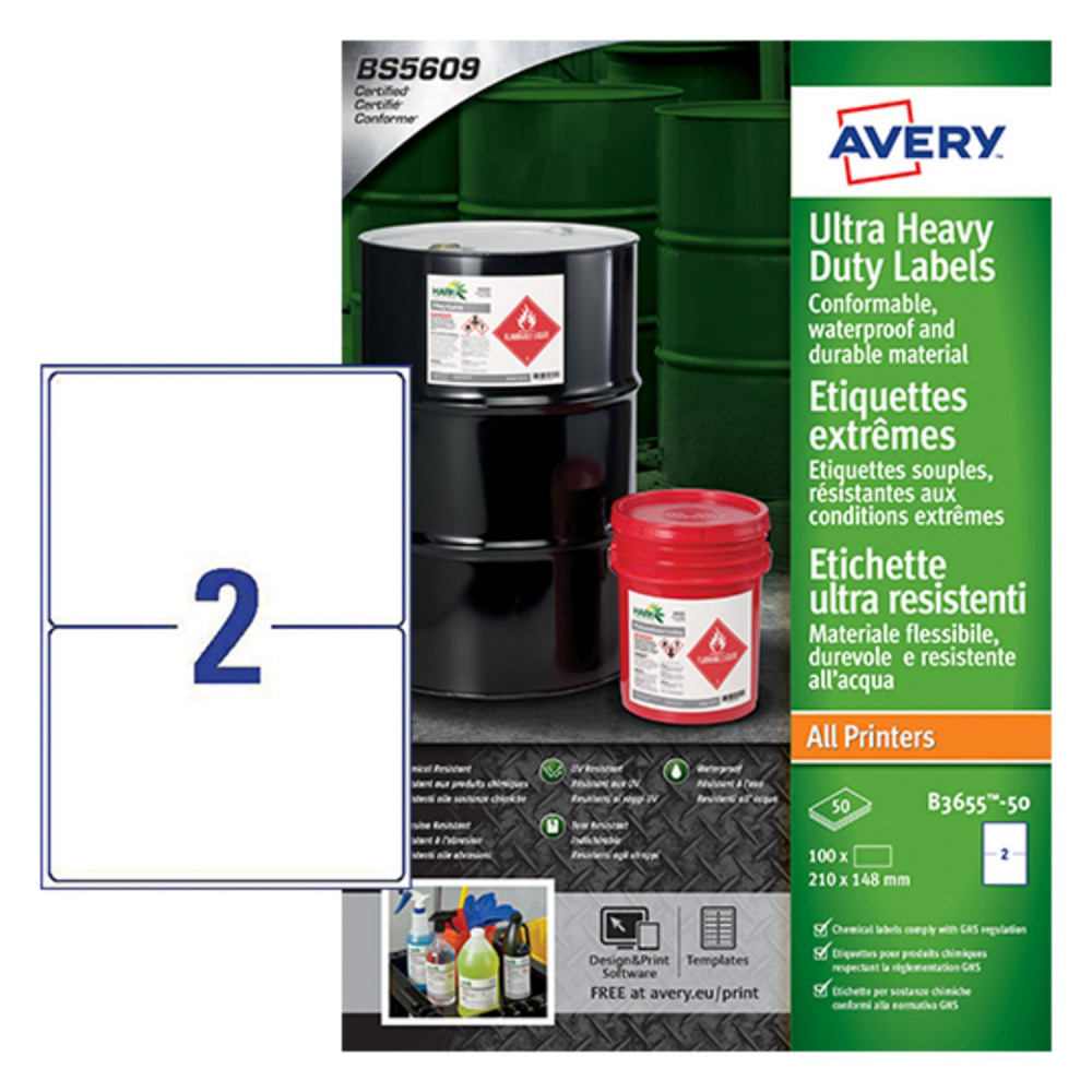 AVERY RESISTAN LABELS 148 X 210 MM PK100