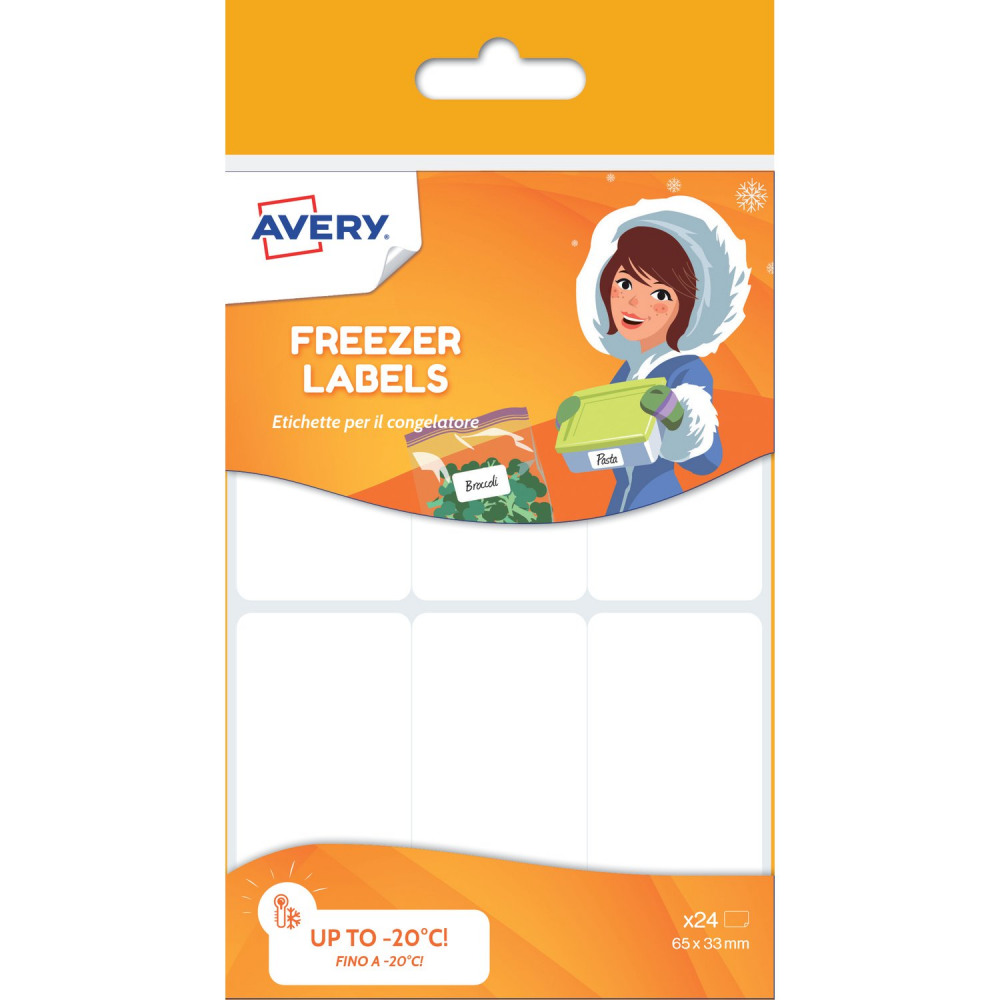 AVERY FREEZER LABELS 63.5X33MM WH PK24