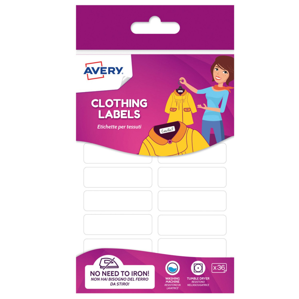 AVERY CLOTHING LABELS 45X13 WH PK36