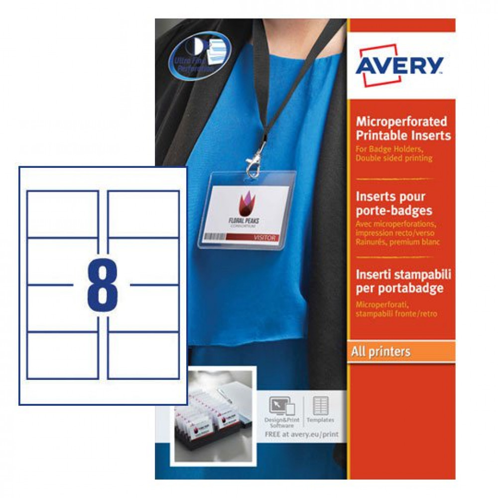 NAME BADGE INSERTS 86X55MM 200LBL 25/SH