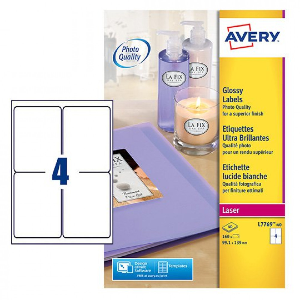 AVERY GLOSSY LABEL 139X99MM PK160