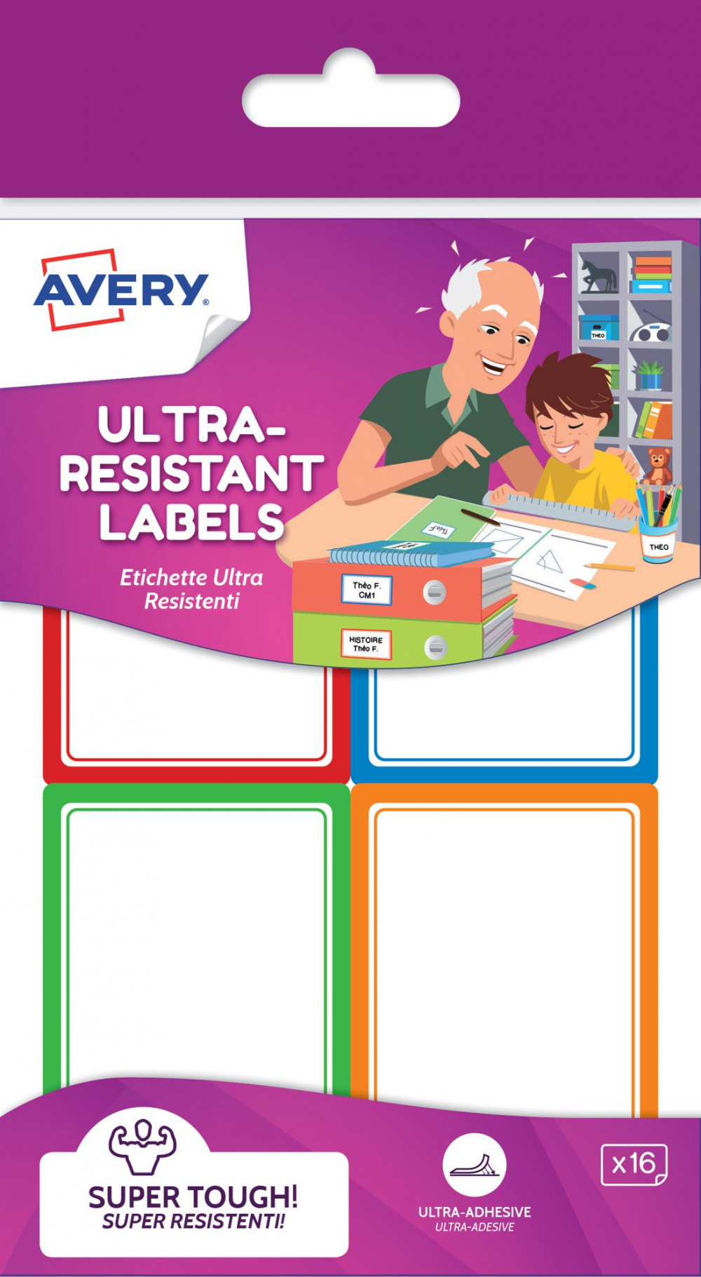 AVERY RESISTANT LABELS 44X64 WH PK16