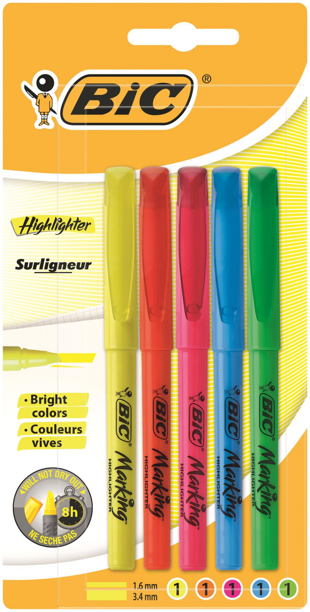 Office Supplies BIC BRITE LINER HIGHLIGHTER ASTD P5