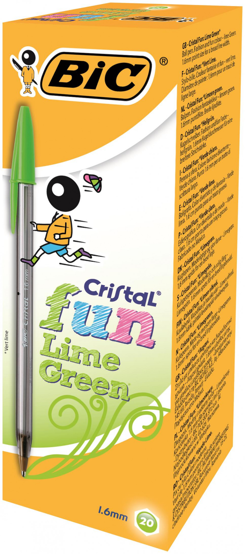 BIC CRISTAL FUN LIME GREEN PK20