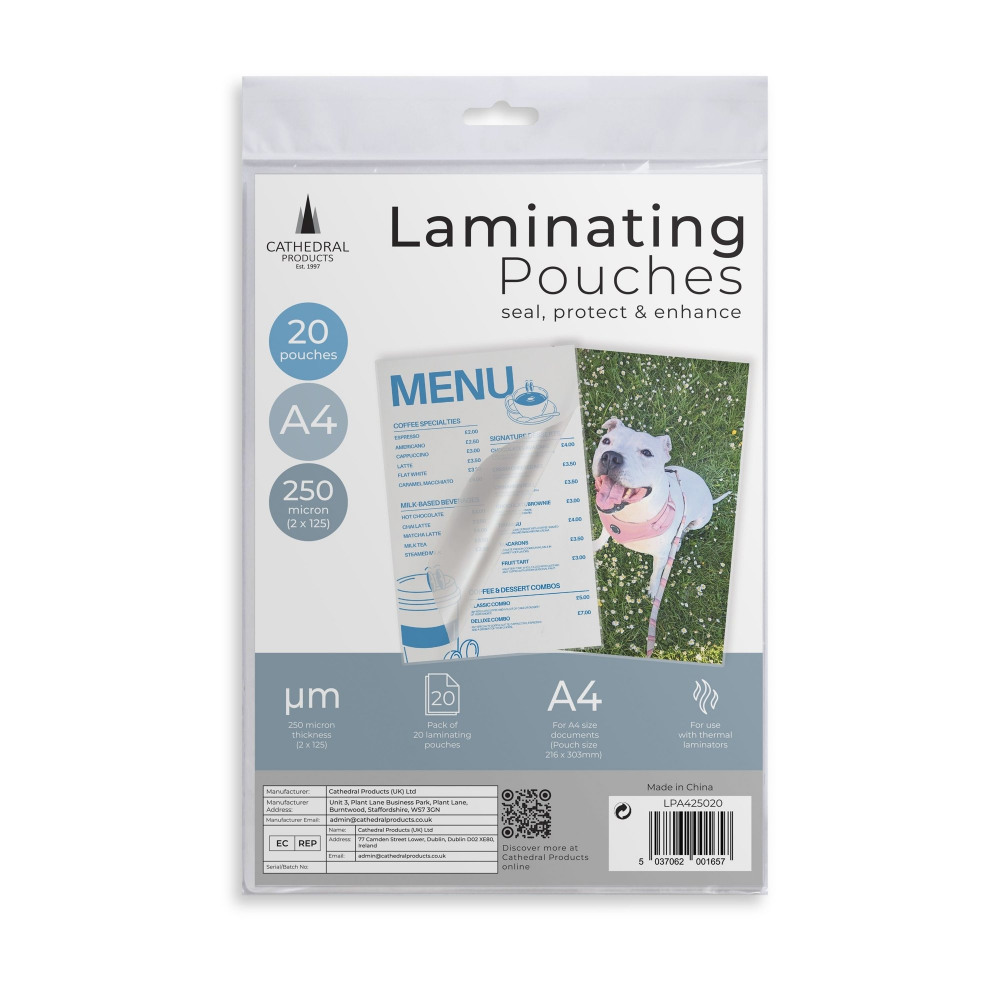 LAMINATING POUCH A4 250MIC PK20