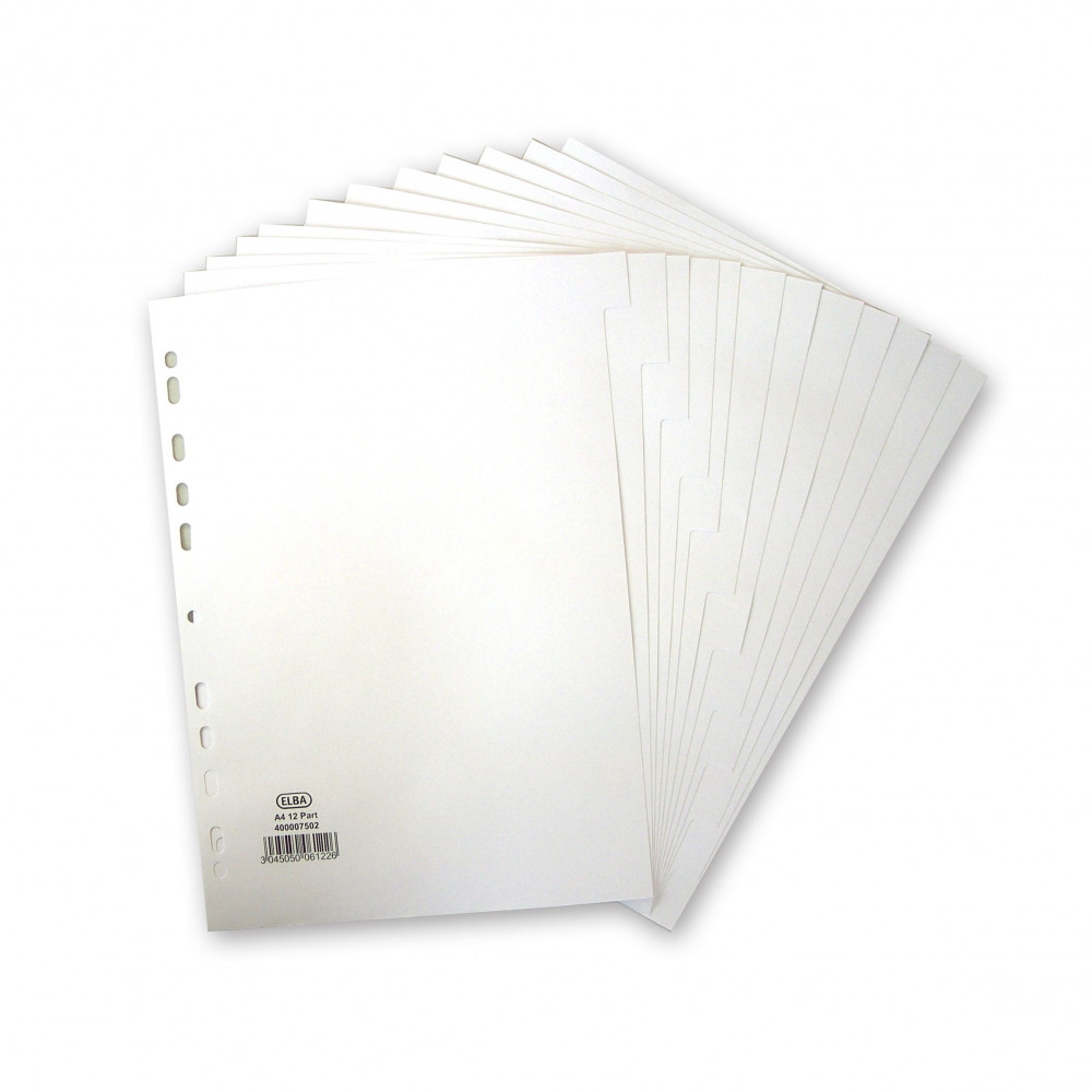 Elba A4 10 Part 160gsm Card Divider White 