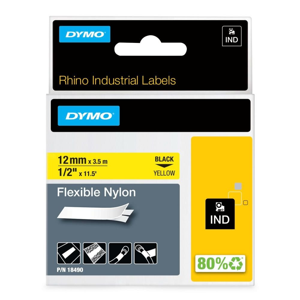 DYMO 18490 12MM X 3.5M BLACK ON YELLOW F