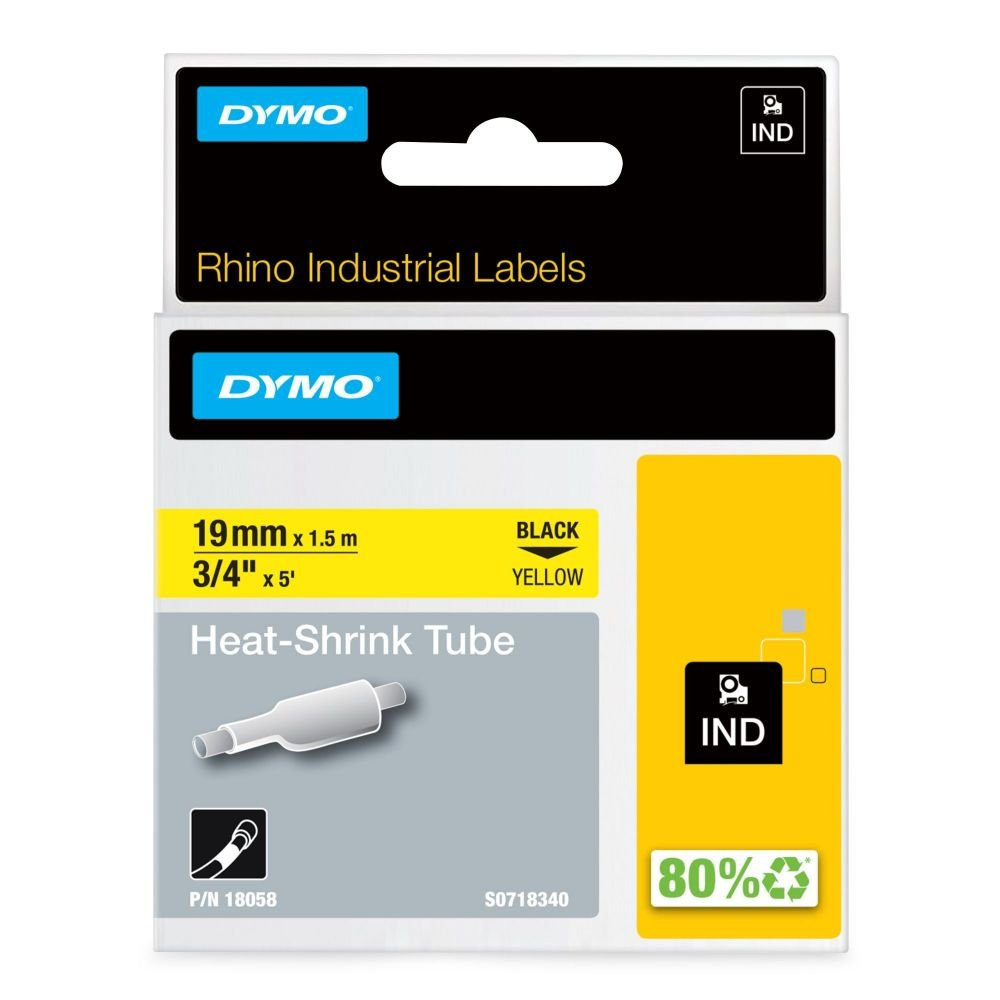 DYMO 18058 19MM YELLOW HEAT SHRINK TUBE