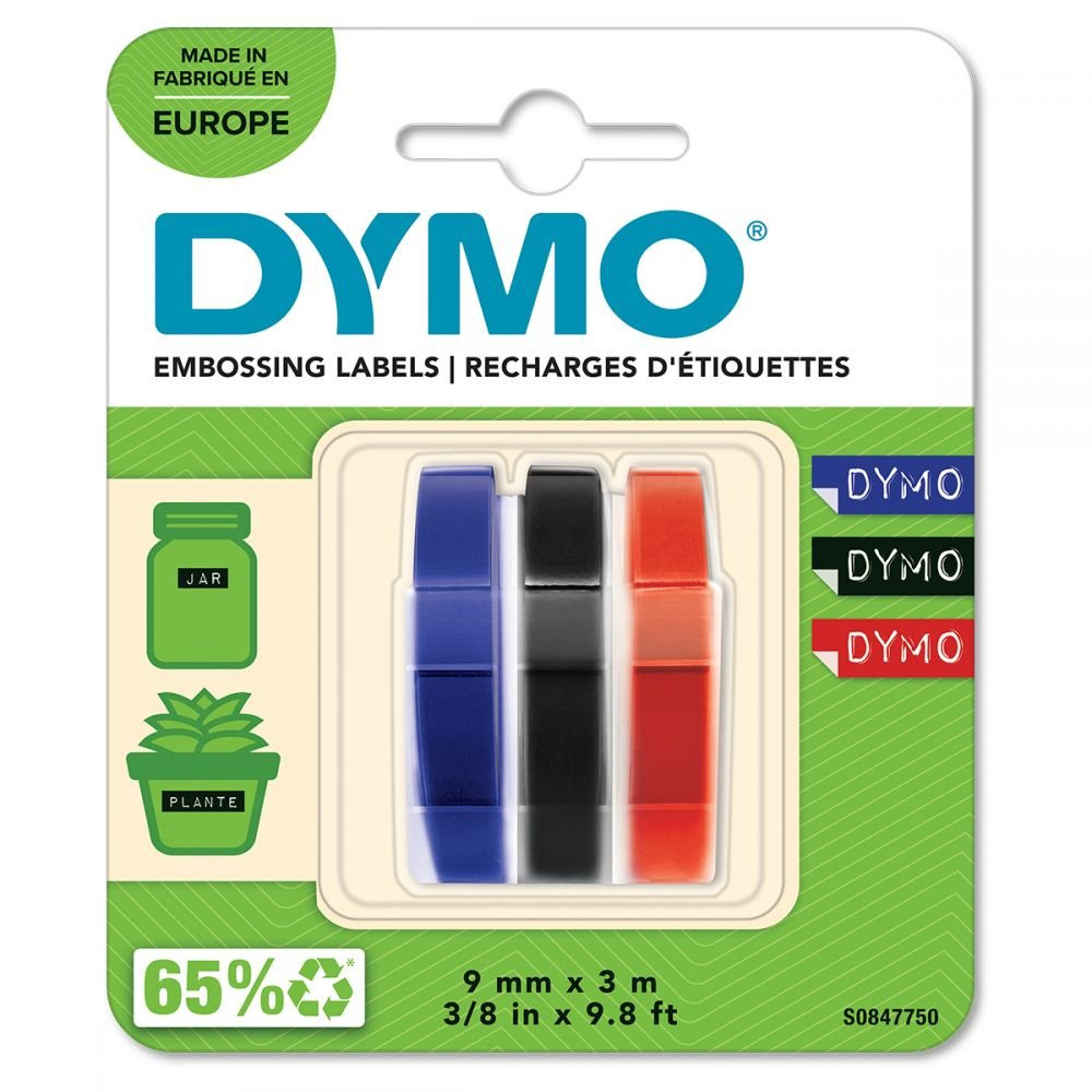 DYMO S0847750 EMBOSSING TAPES PACK OF 3