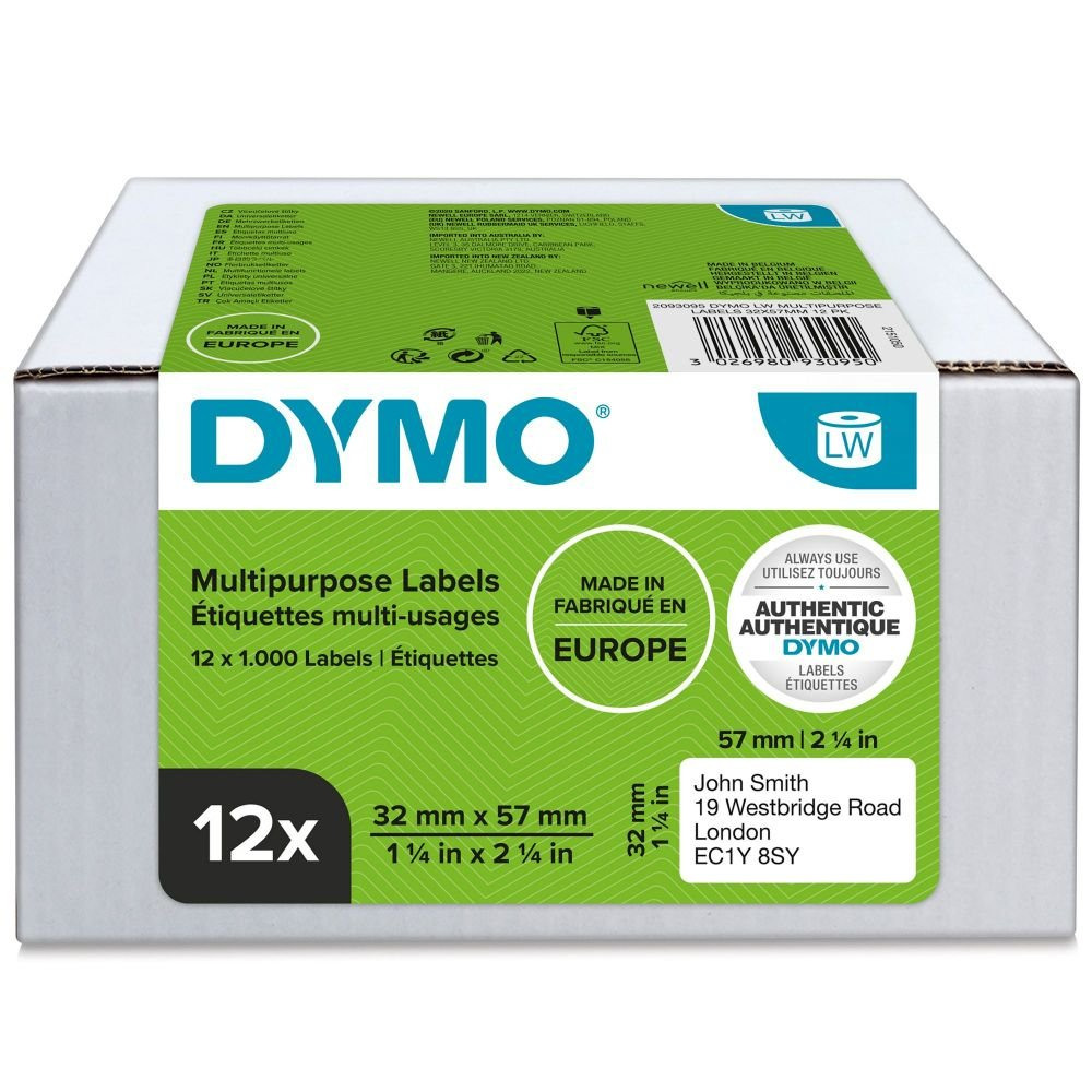 DYMO 11354 12 ROLLS LW MULTIPURPOSE LABE
