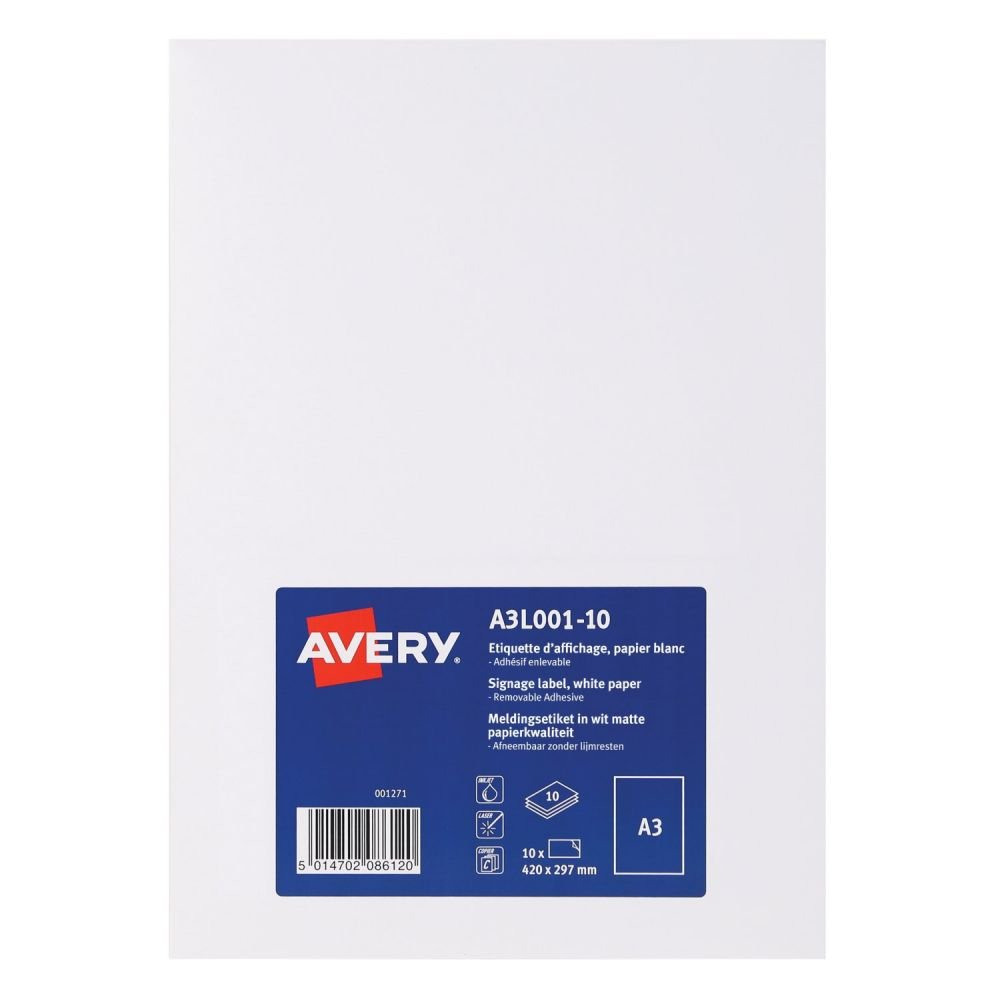 AVERY A3L001-10 A3 MATT PRINTABLE SIGNAG