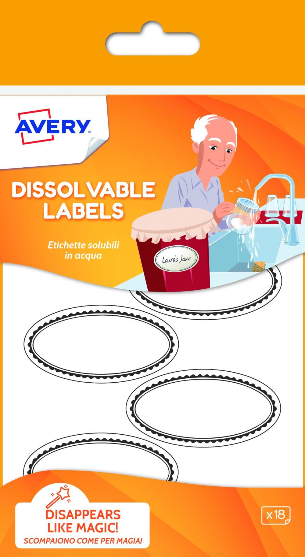 AVERY DISSOLVABLE LBL 55X29MM WH PK18