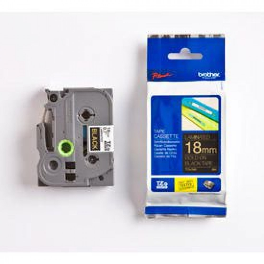 BROTHER TZE344 GOLD ON BLACK 8M X 18MM G