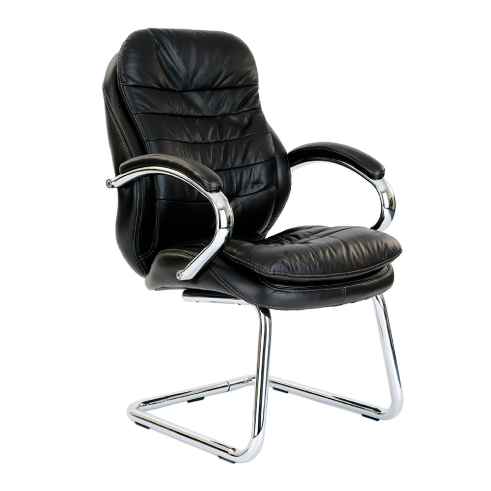 SANTIAGO HB LEATHER VISITOR CHAIR BK