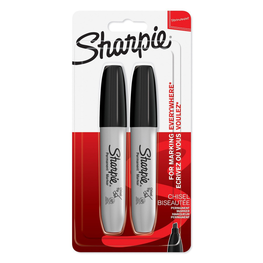 SHARPIE CHISEL PERM MARKER BK PK2