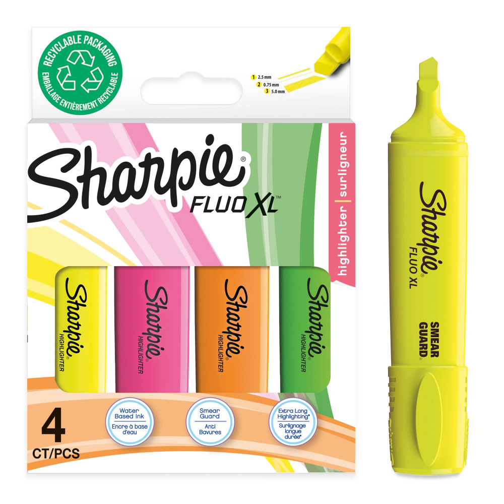 SHARPIE FLUO XL HIGHLIGHTERS PK4