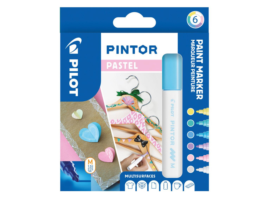 PILOT PINTOR MED PAINT MRKR PASTEL PK6