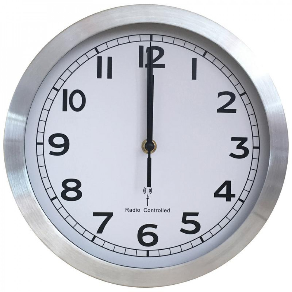 RADIO CONTROLLED ALUMIN CLOCK 255MM DIA