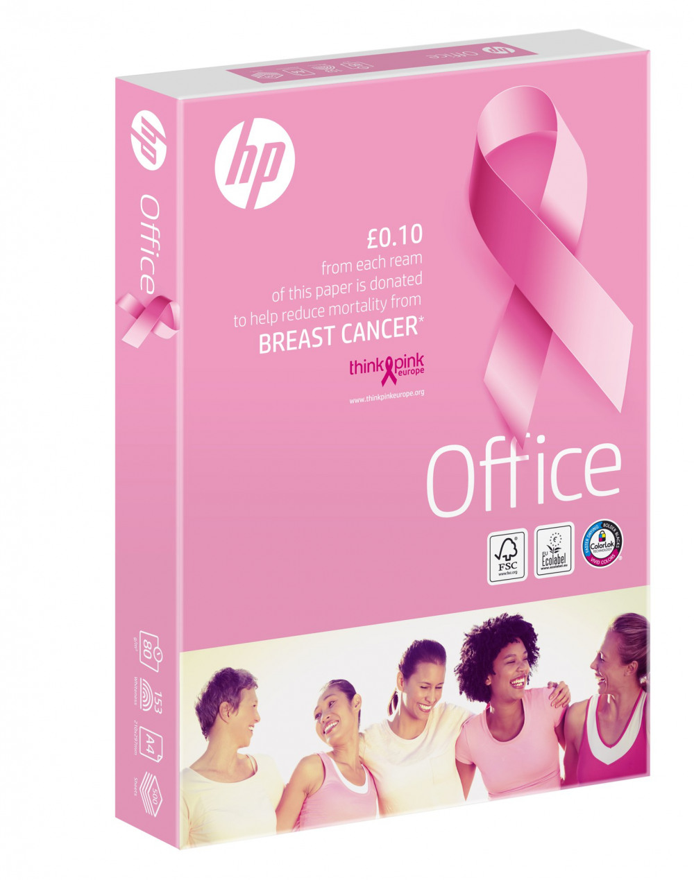 HP OFFICE PINK REAM A4 80GSM BX10