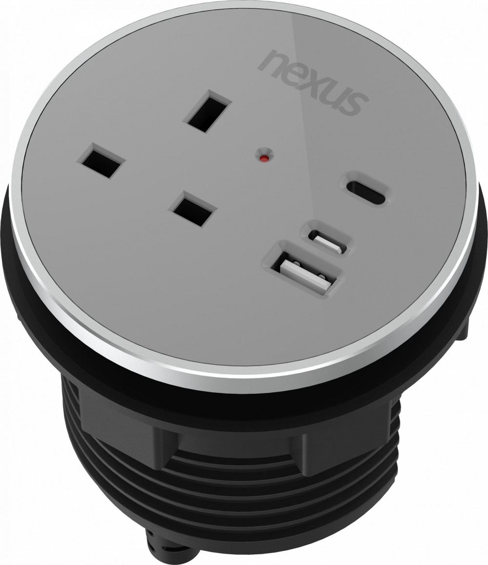CIRCULAR IN-DESK POWER MODULE + 3 METRE