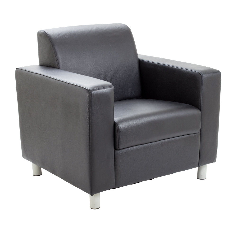 ICEBERG LEATHER FACED ARMCHAIR METAL FEE