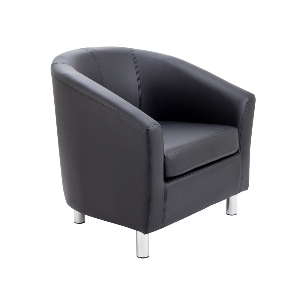 TUB ARMCHAIR WITH METAL FEET BLACK PU