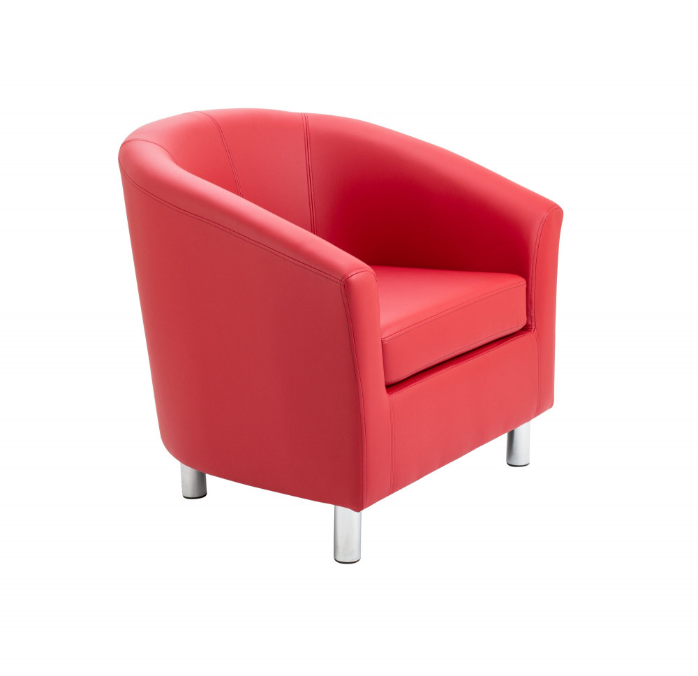 TUB ARMCHAIR WITH METAL FEET RED PU