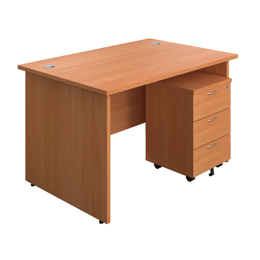 PANEL RECTANGULAR DESK + 3 DRAWER MOBILE
