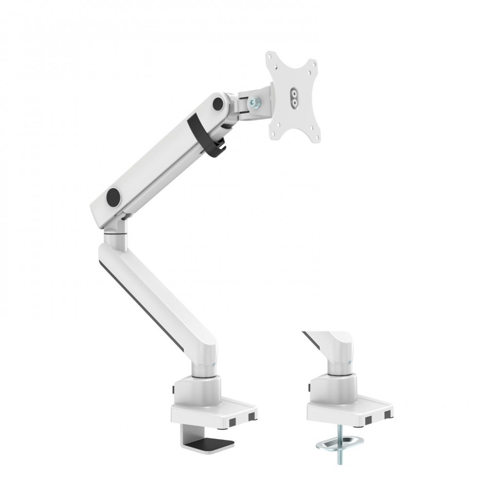 SINGLE SPRING ASSISTED MONITOR ARM WHITE