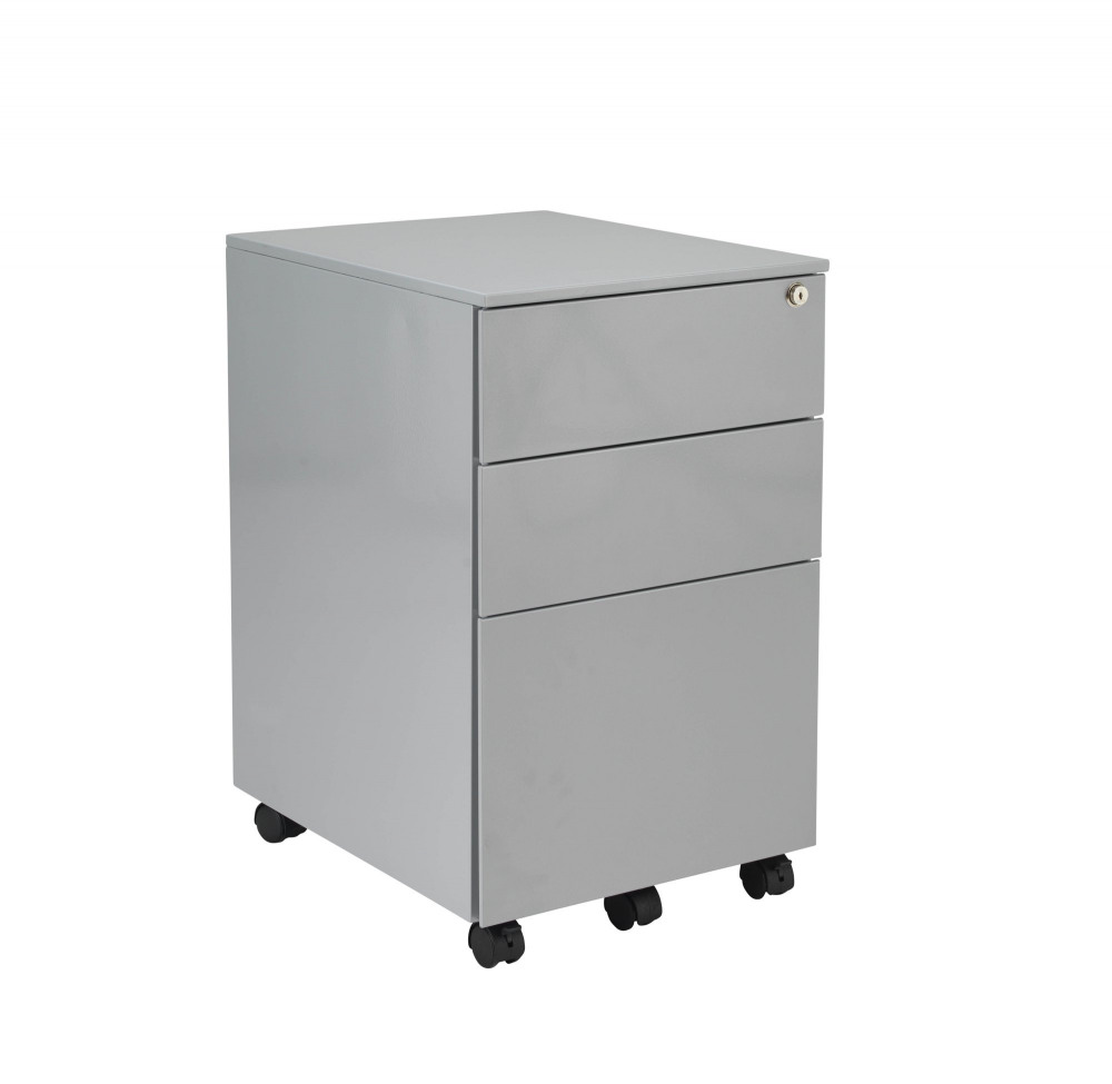 UNDER DESK STEEL PEDESTAL 3 DRAWERS SILV