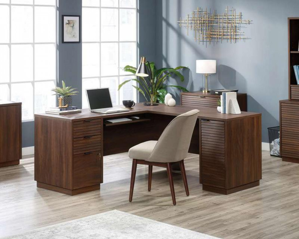 ELSTREE L-SHAPED DESK MAHOGANY
