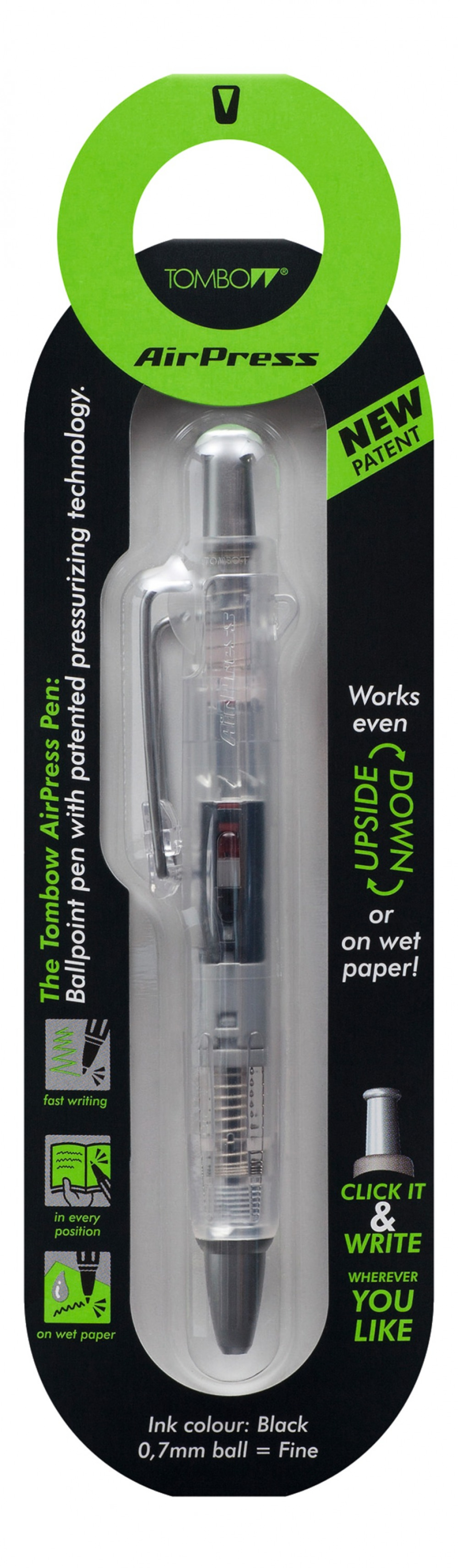 AIRPRESS PEN CLEAR BARREL BK PK1