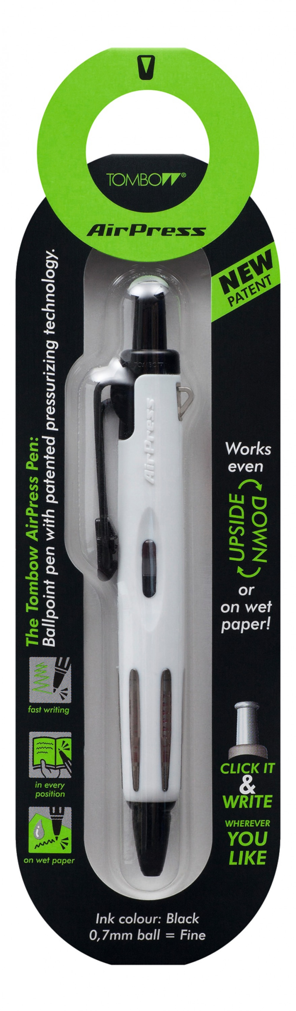 AIRPRESS PEN WHITE BARREL BK PK1