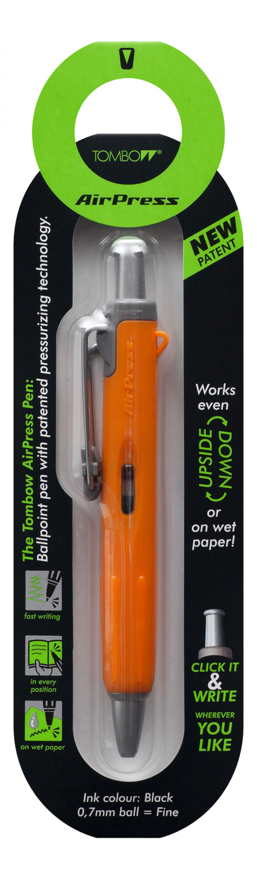 AIRPRESS PEN ORANGE BARREL BK PK1