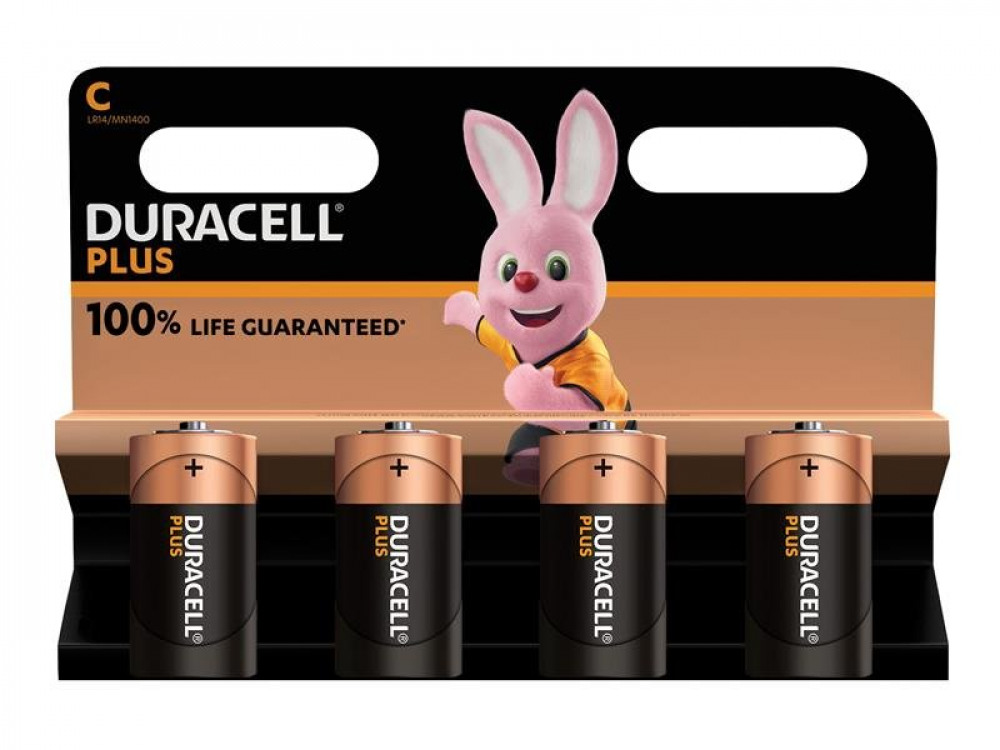 DURACELL PLUS C BATTERY PK4