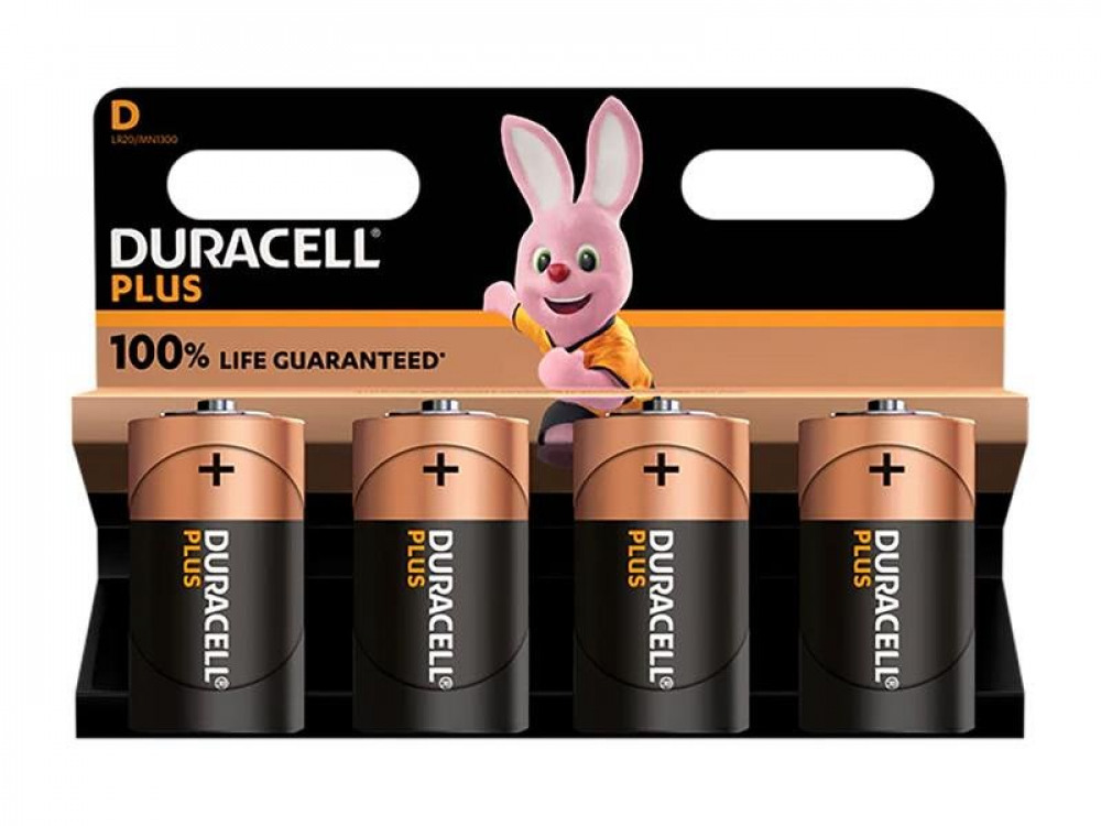DURACELL PLUS D BATTERY PK4