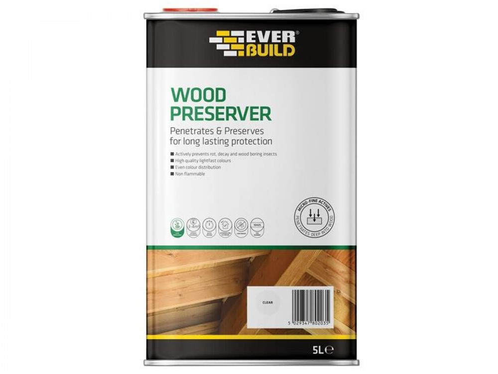EVB WOOD PRESERVER CLEAR 5 LITRE