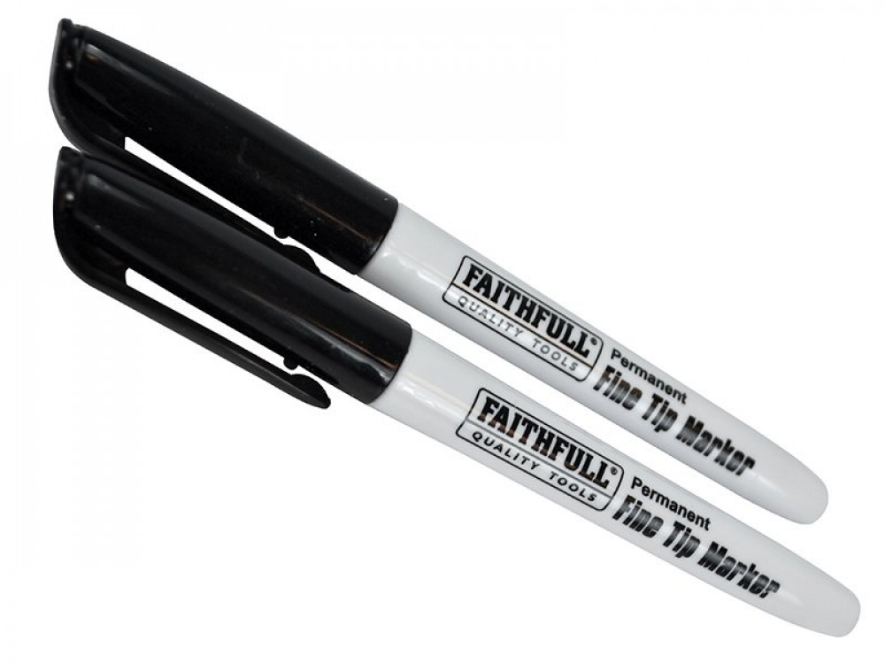 FAI FIBRE TIP MARKER PEN BLACK (PACK 2)