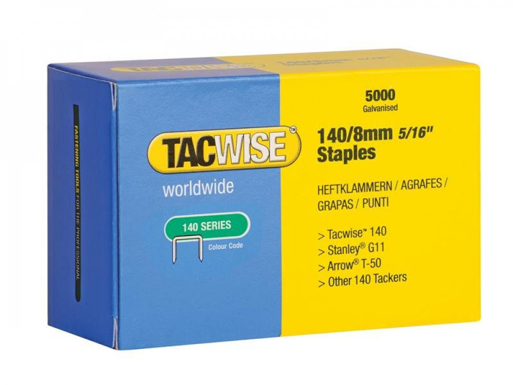 TAC 140 GALVANISED STAPLES 8MM (PACK 500