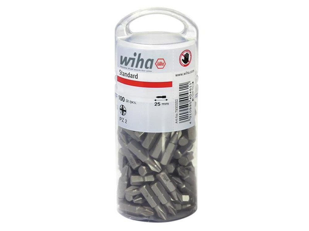 WHA STANDARD POZIDRIV BITS PZ2 25MM TUB