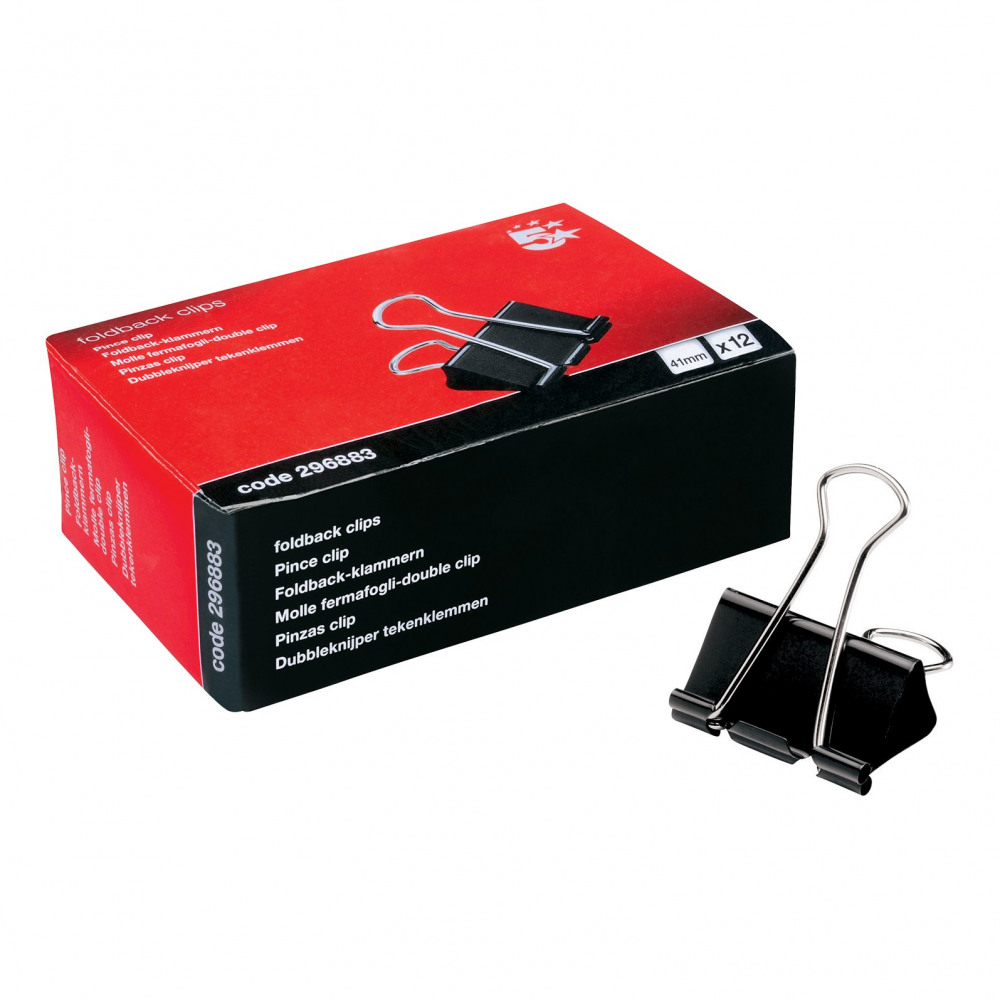 FOLDBACK CLIPS 41MM BLACK PK12