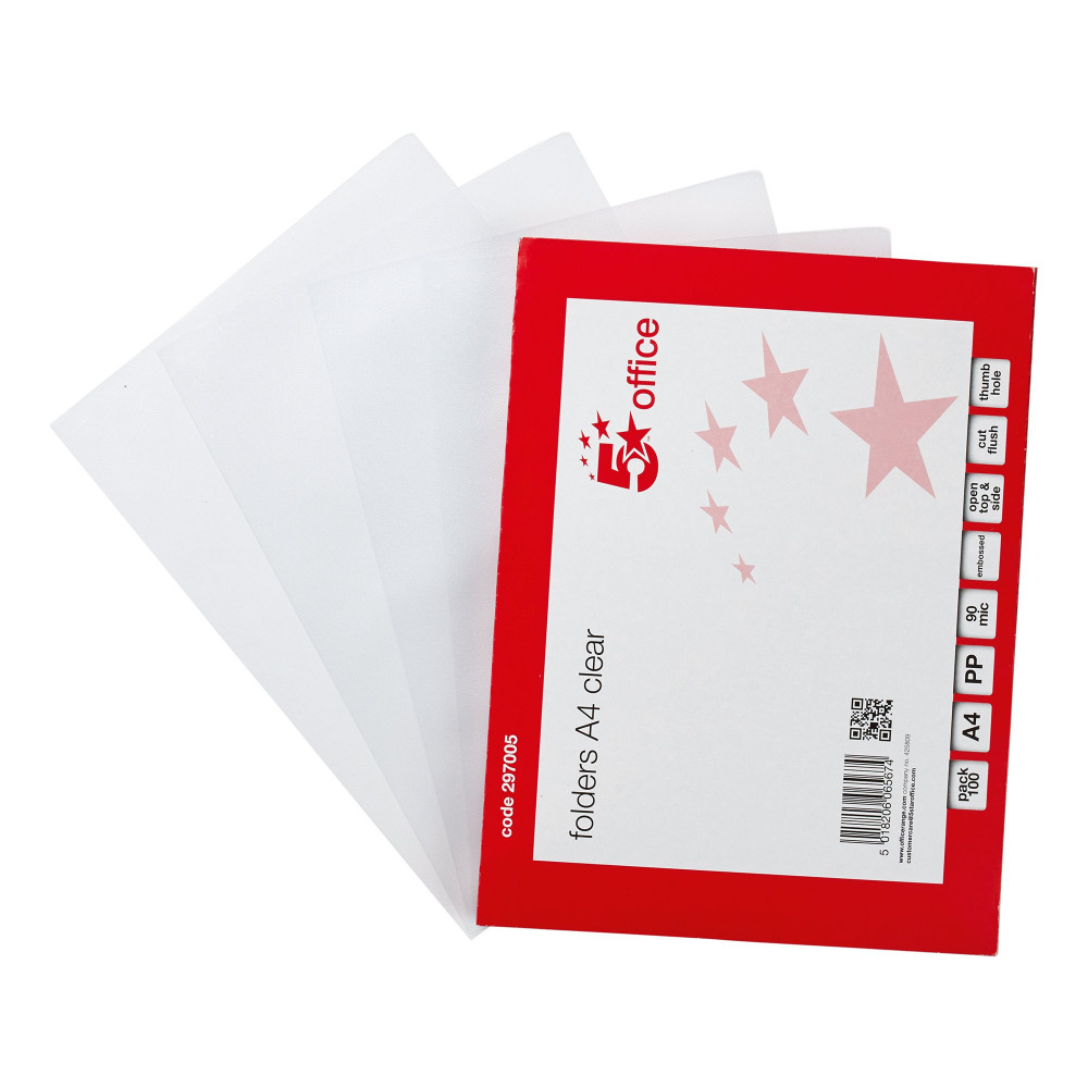 FOLDER CUT FLUSH A4 CLR PK100
