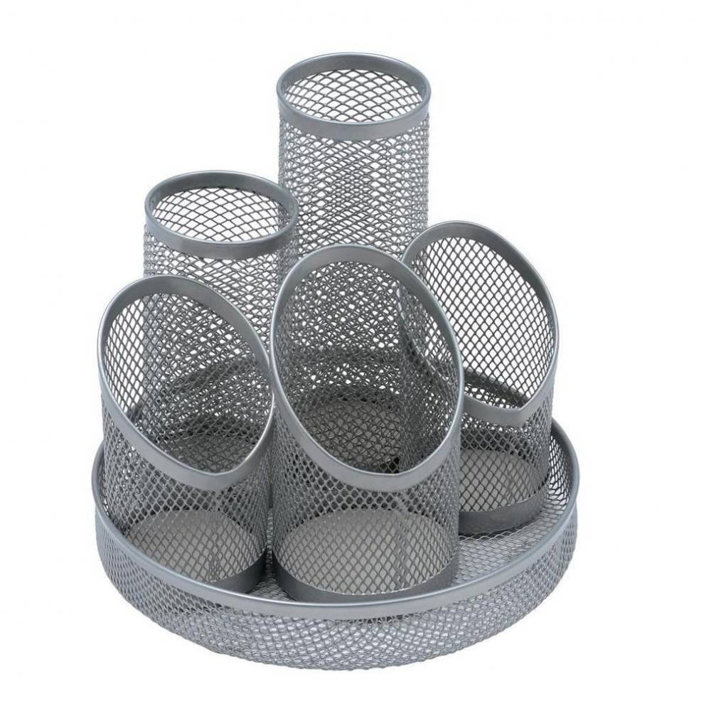 DESK TIDY MESH 5 COMPARTMENT SLV