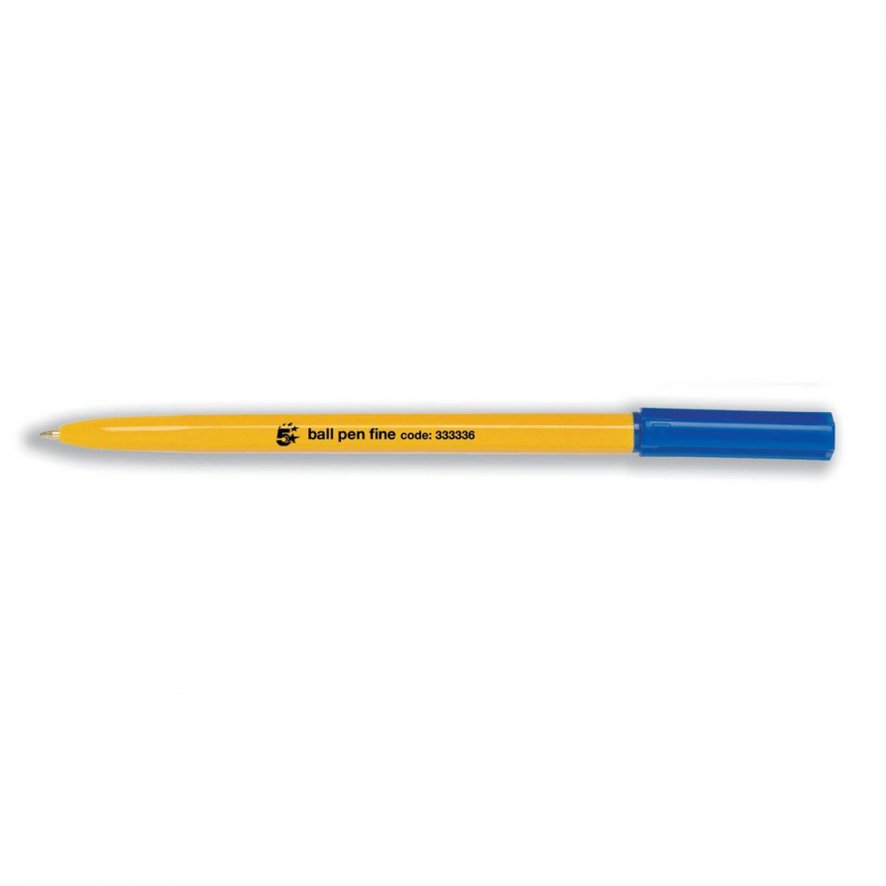 BALL PEN YLW BARREL FINE BLUE PK50