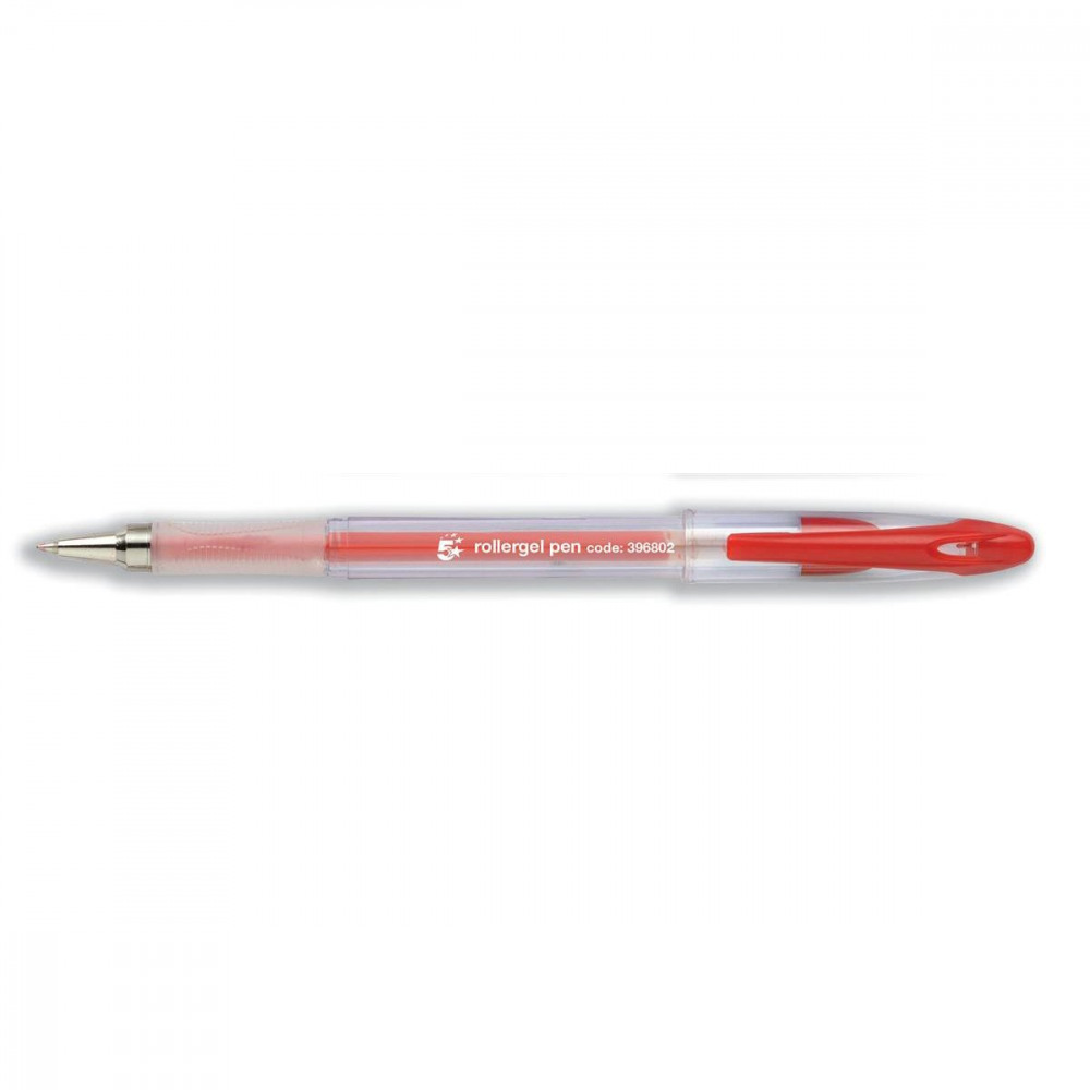 ROLLER GEL PEN CLR BARREL RED PK12