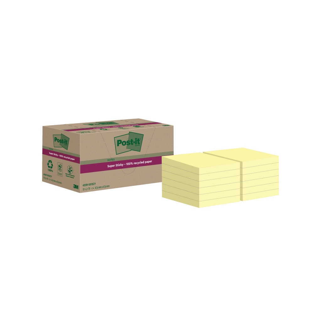POST-IT S/S RECY 47.6X47.6 YLW PK12