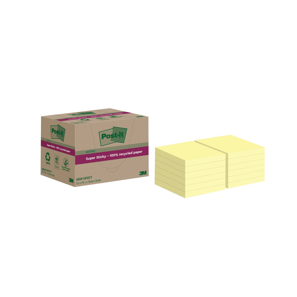 POST-IT S/S RECYC 76X76 C/YLLW PK12