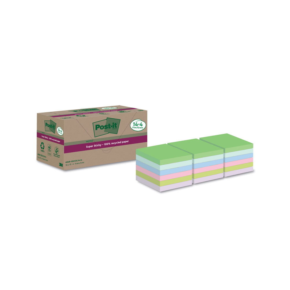 POST-IT S/S RECYC 76X76 C/YLLW PK18