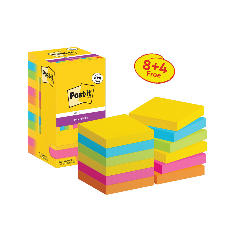 POST-IT S/STICK 76X76 90S CRNVL PK12